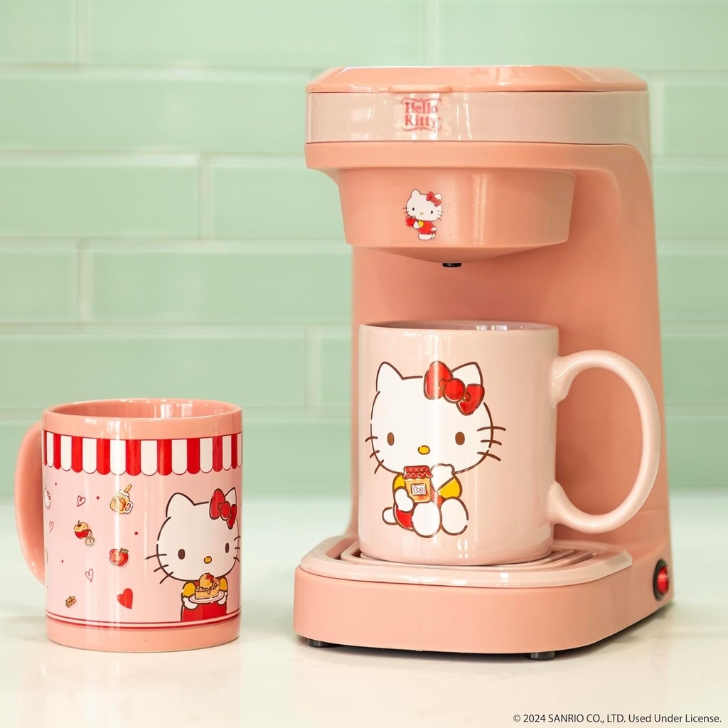 Uncanny Brands Hello Kitty Cafetera individual con 2 tazas CM3-KIT-HK1