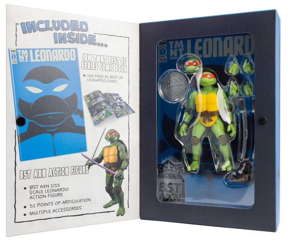 BST AXN TMNT Leonardo Comic Book + Figura de acción