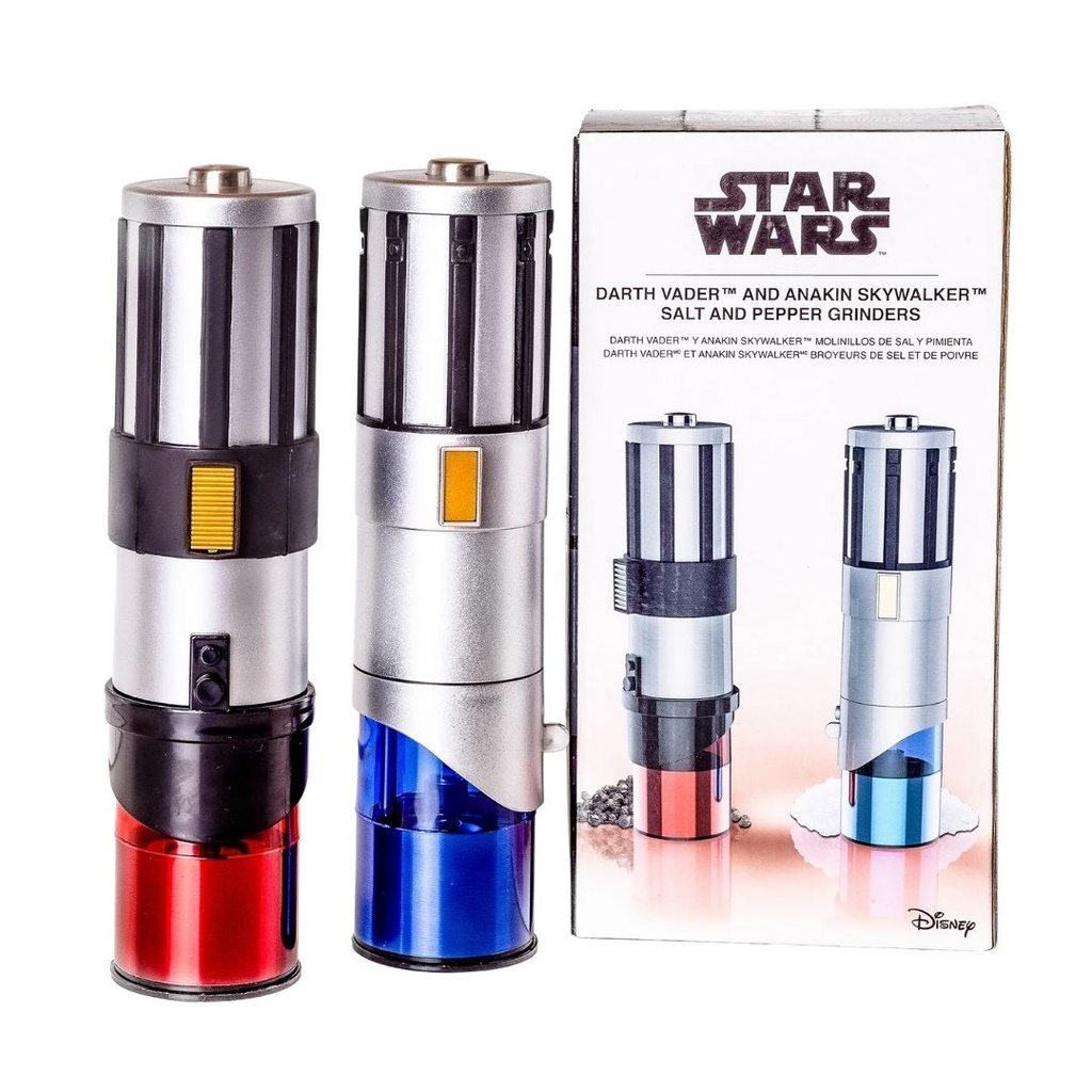 Uncanny Brands Star Wars Lightsaber Salt & Pepper Mill Grinder (Red/Blue) SP-SRW-LVAD