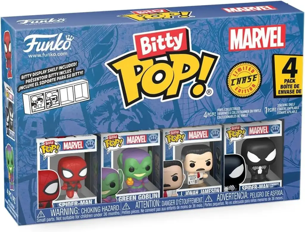  Funko Bitty Pop Marvel Spider-Man Spider-Man, Green Goblin, J Jonah Jameson, and Mystery Chase