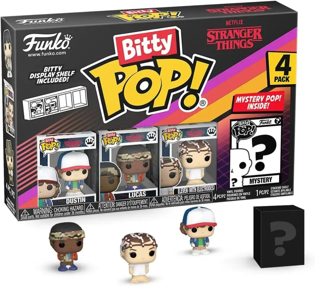 Funko Bitty Pop Stranger Things Dustin, Lucas, Eleven (with Electrodes), and Mystery Figure