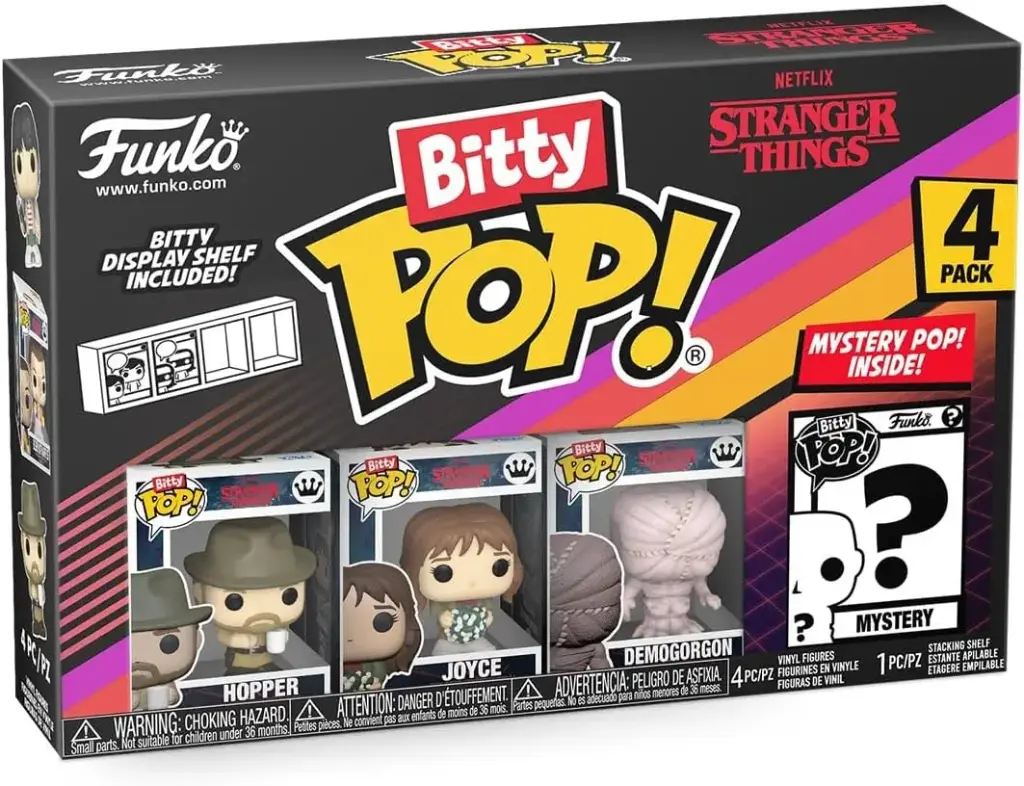  Funko Bitty Pop Stranger Things Hopper, Joyce, Demogorgon (Closed Face), and Mystery Figure