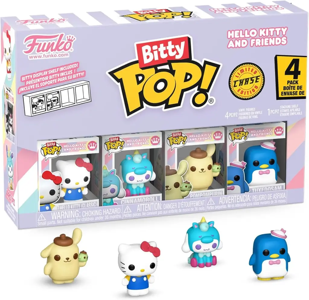  Funko Bitty Pop Sanrio Hello Kitty (Classic), Cinnamoroll, Pompompurin and Mystery Figure