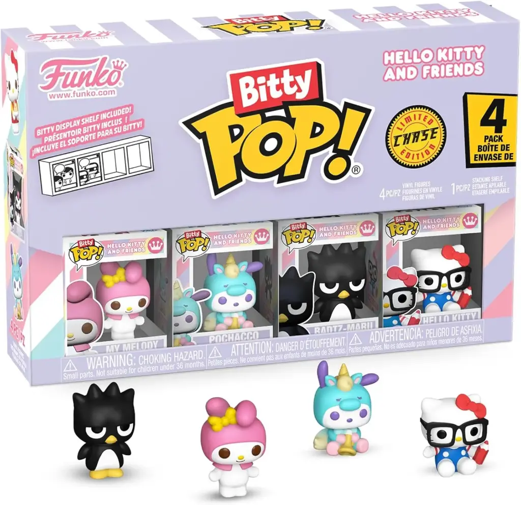  Funko Bitty Pop Sanrio My Melody, Pochacco (Unicorn Party), Badtz-Maru and Mystery Figure