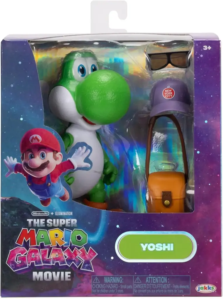 JAKKS Pacific Super Mario Galaxy Movie Yoshi 5" con Sombrero, Lentes y Bolsa