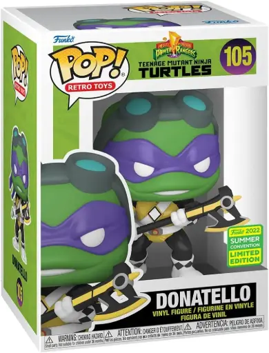 Funko Pop Retro Toys Power Rangers TNMT Donatello #105 Comicon 2022